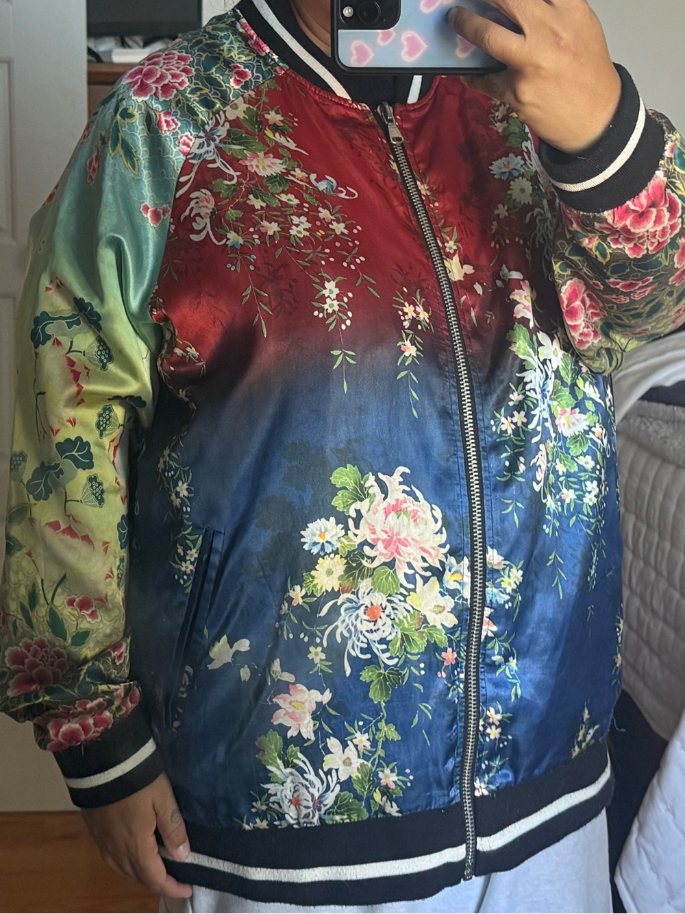 ASOS floral satin bomber jacket